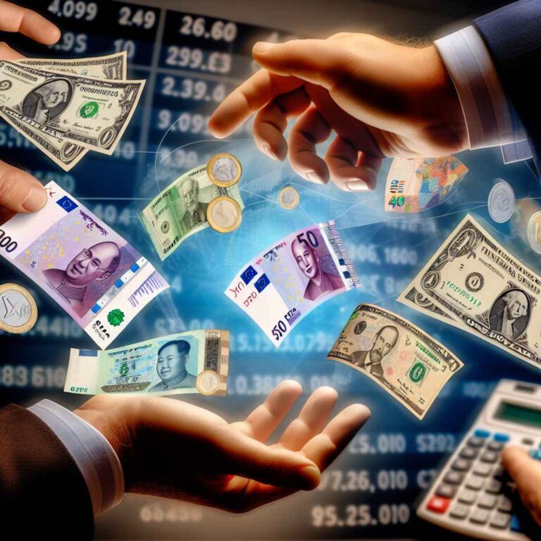 Foreign currency notes and coins for travel money exchange